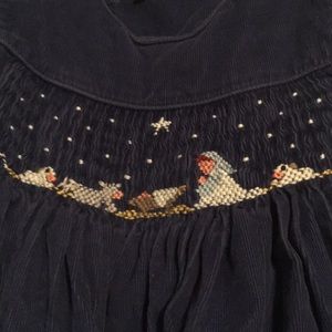 Navy Nativity Scene Corduroy Dress